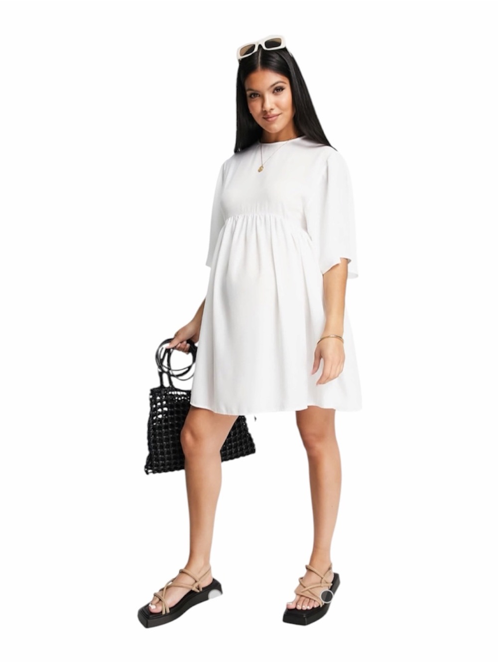 ASOS Design Maternity White Mini Dress Size 6 Like New!